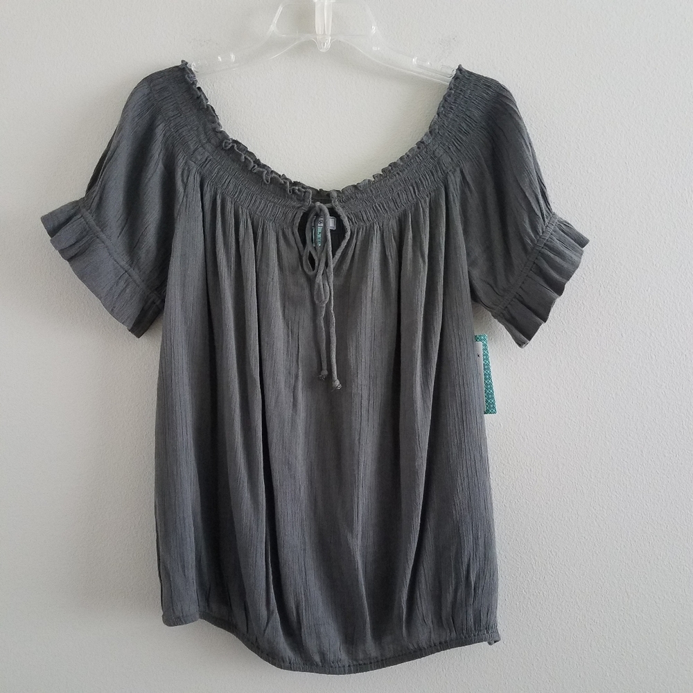 NWT Susina Smocked Off Shoulder Blouse Petite L - Picture 2 of 8